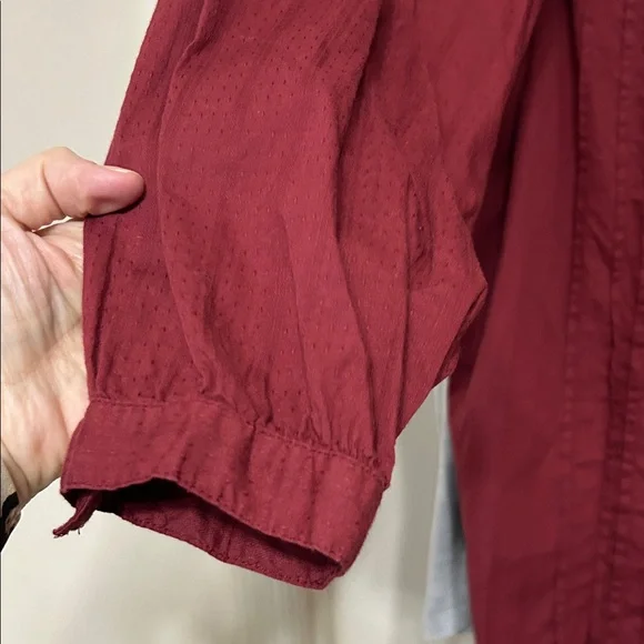 Denim 24/7 Wine Ruffle Cotton Blouse Button up with Lace Trim Fancy size 22 - Picture 5 of 14